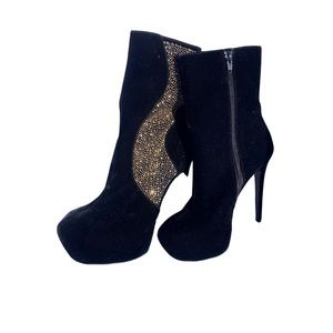 Black and gold bedazzled boots